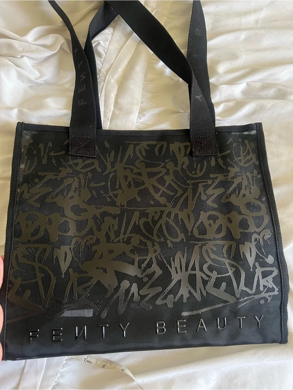 fenty beauty  black mesh tote bag